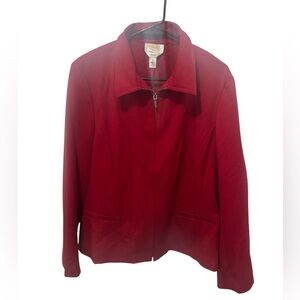 Talbots Deep Burgundy Full Zip Lightweight Jacket Size 16